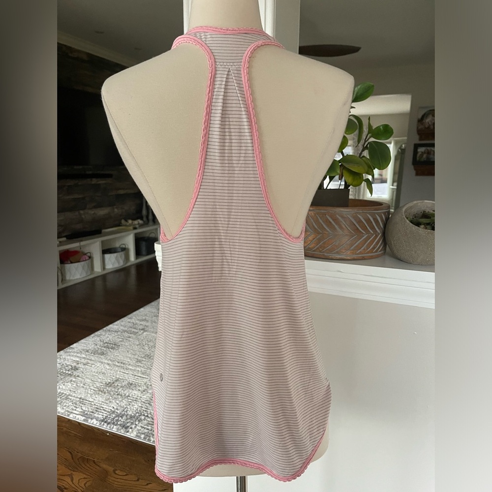Lululemon pink striped singlet style tank top 6
